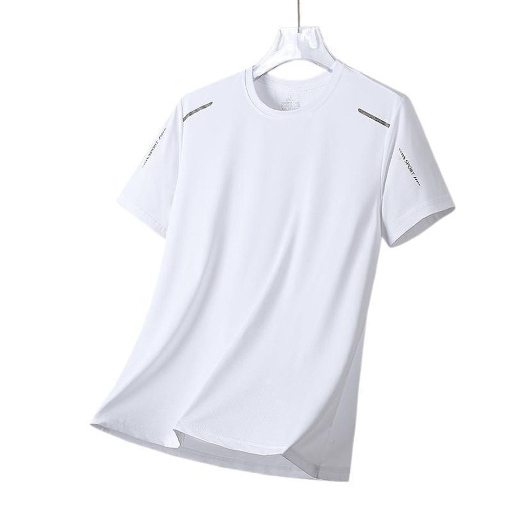 Men's Ice Silk Round Neck Solid Color Quick-Drying T-Shirt