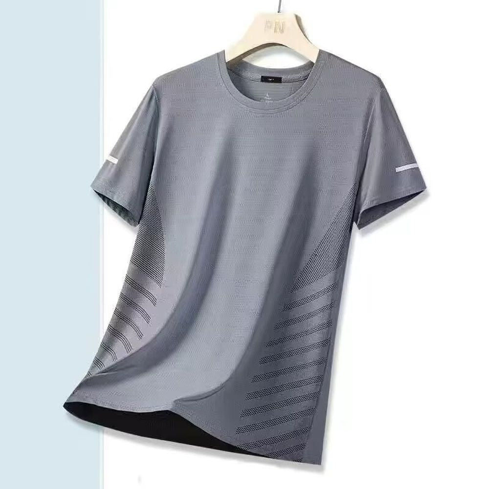 Men's Ice Silk Round Neck Solid Color Quick-Drying T-Shirt