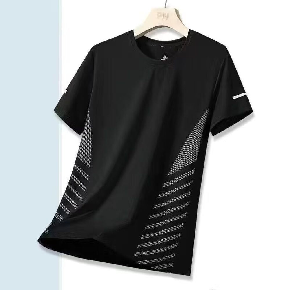 Men's Ice Silk Round Neck Solid Color Quick-Drying T-Shirt
