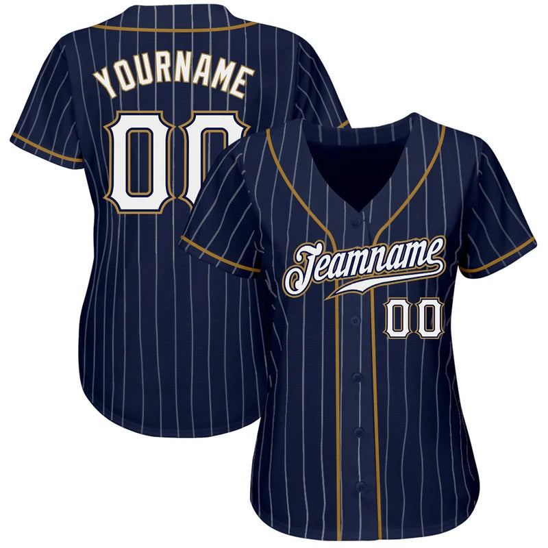 Custom Navy White Pinstripe Authentic Baseball Jersey