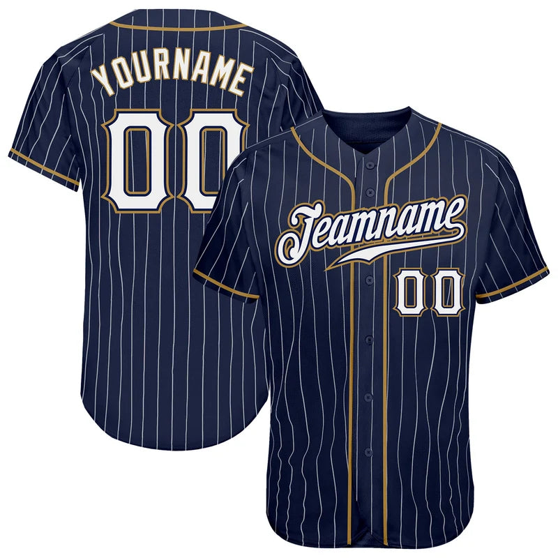 Custom Navy White Pinstripe Authentic Baseball Jersey